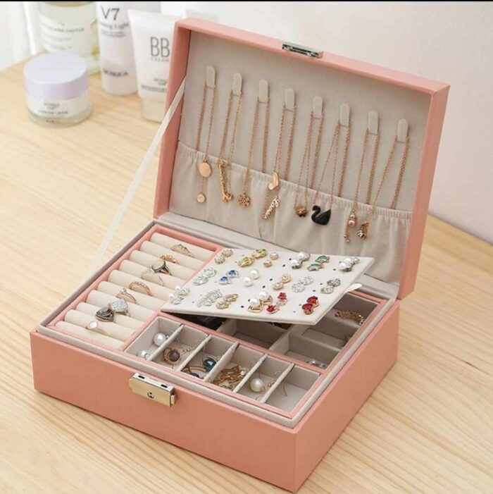 Box Organizer Mini Jewlery Case for Rings  Ear Studs Pink