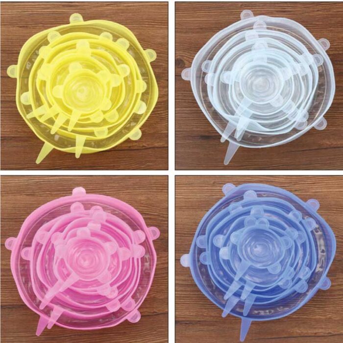 Food Cover Lid 6Pcs/Set Silicone Reusable Stretchable Fruit Preservation for Bowl Kitchen Supplies