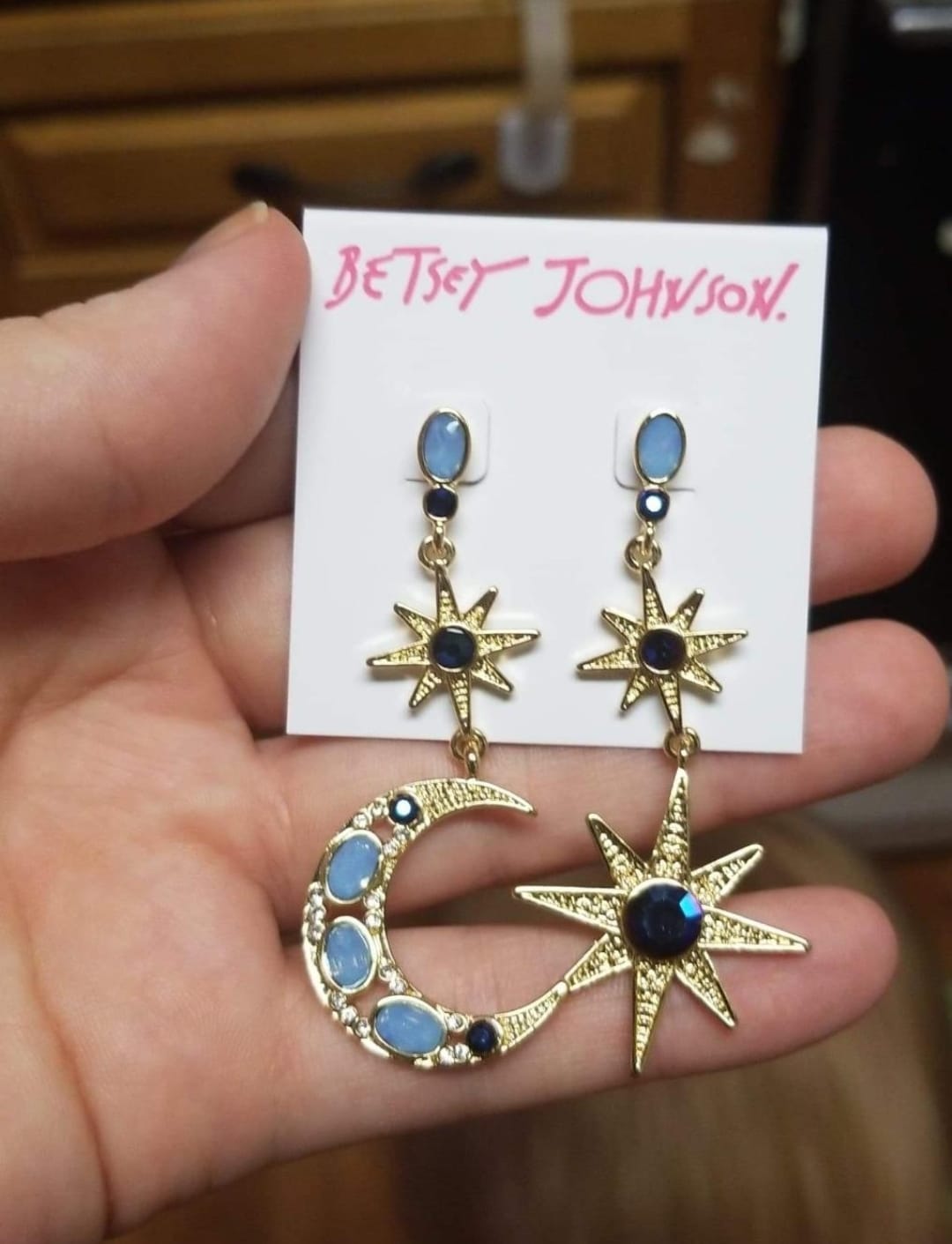 Star Moon Earrings for Women Made Swarovski Crystal Gold Plated Crescent Moon Cubic Zirconia Stars Drop Dangle Earrings Vintage Statement Jewelry Gifts