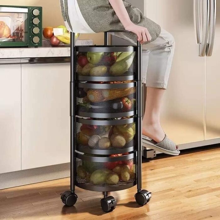 4-Layer round shape Rotating Fruit And Vegetable Basket Storage Shelf Vegetable Rack