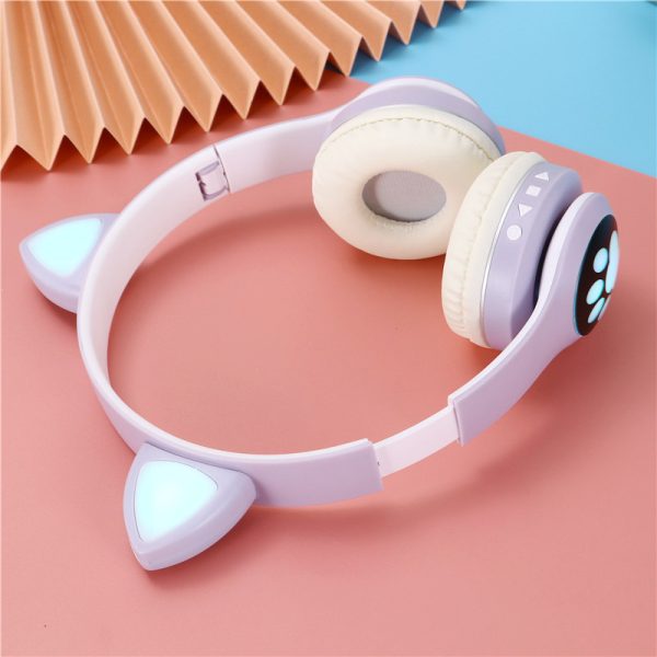 LED Flash Light Headphone Cute Cat Ears Wireless Earphone with Mic Kids Girl Gifts Stereo Music Phone Headsets TWS Bluetooth 5.0