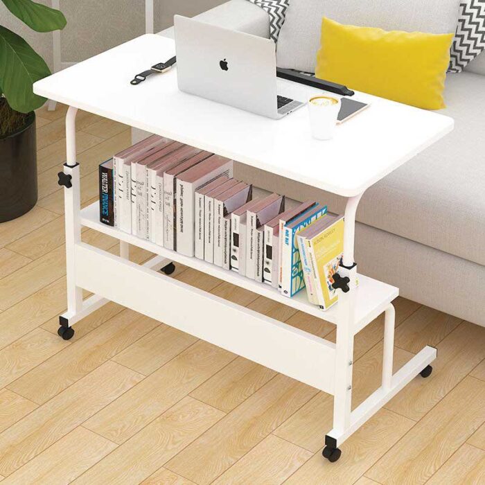 Double Layer Adjustable Reading Table (Moveable & Height Adjustable Laptop Table with 2 Shelves / Study Table / Side Table) - Image 3