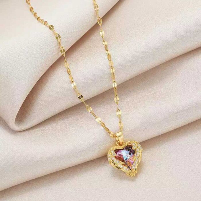 Ocean Heart Real Gold_Plating Clavicle Chain Design Neckless for Stylish Girls