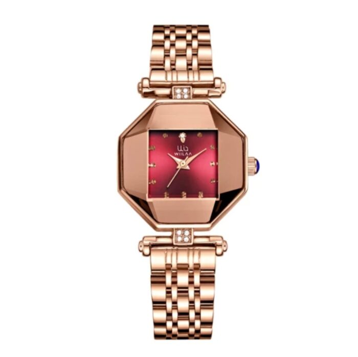 LouisWill Ladies Watch Qua-rtz Watch Gen-uine Leather Strap / Steel Strap Watch Women's Fashion U-ltra Thin Watch Poly-gonal Dia-mond Inlaid Watch 30M Waterproof Watch High Strengthen Glass - Image 3