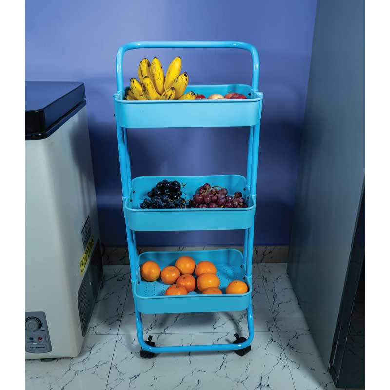 Kitchen Multi-functional Plastic Storage Rack Small Trolley Rack Floor-to-ceiling Multi-layer Home Bedroom Baby Mobile Snack3 Layer Trolley Rack/kitchen rack - Image 3