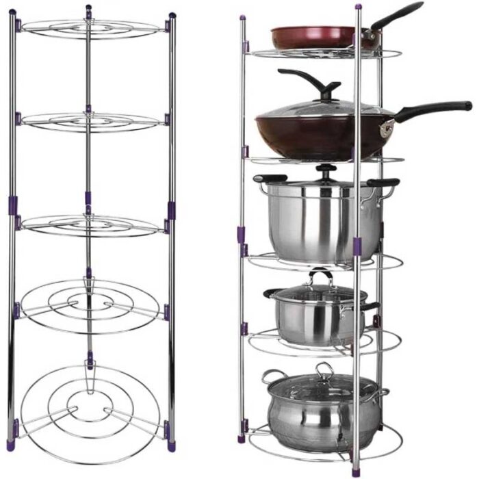 Super Pot Stand 5-Layer Kitchen Pot Organizer - Efficient Organizer for Kitchen Cookware - Pot Stand - Image 3