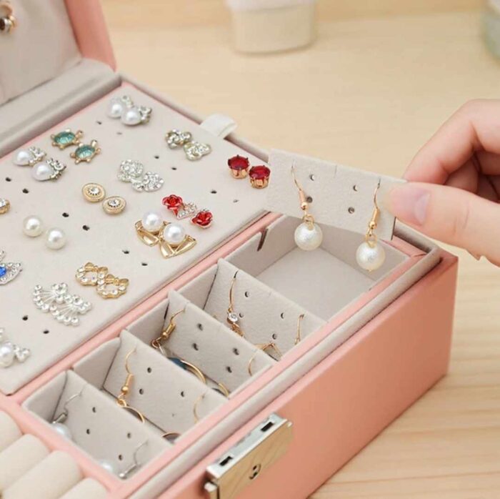 Box Organizer Mini Jewlery Case for Rings  Ear Studs Pink - Image 4
