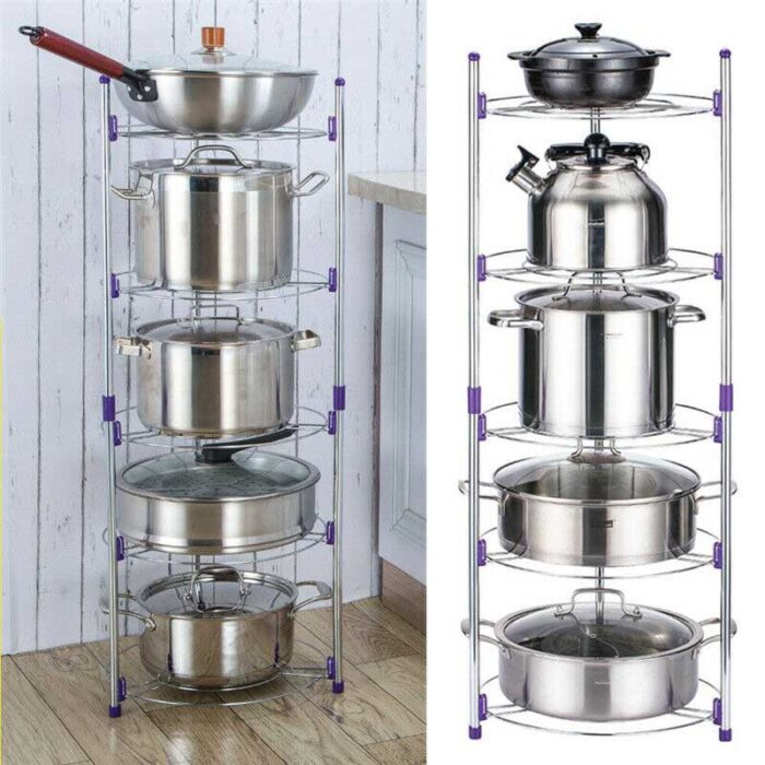 Super Pot Stand 5-Layer Kitchen Pot Organizer - Efficient Organizer for Kitchen Cookware - Pot Stand - Image 4