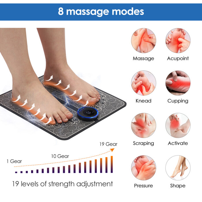 EMS Foot Massage Mat Automatic Electric Physiotherapy Tens Massager Relax 9 Gear - Image 4