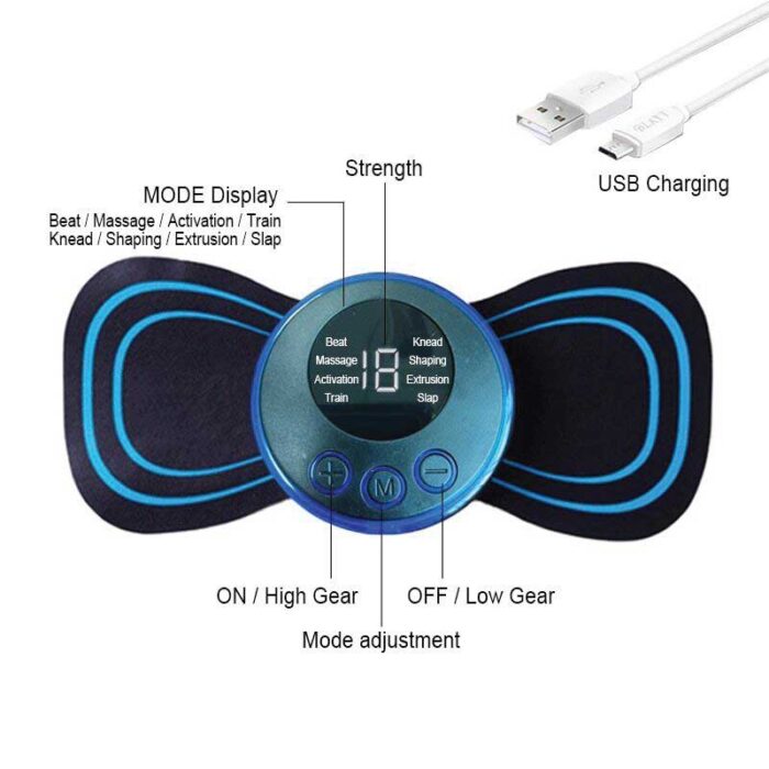 Mini Massager - Rechargeable Shoulder/ Neck/ Muscle/ Tendonitis/ Deep Tissue/ Back Massager with 2pcs Butterfly Pad - Image 3