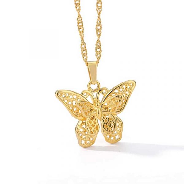 Butterfly Gold Plate Locket Necklace - Image 4
