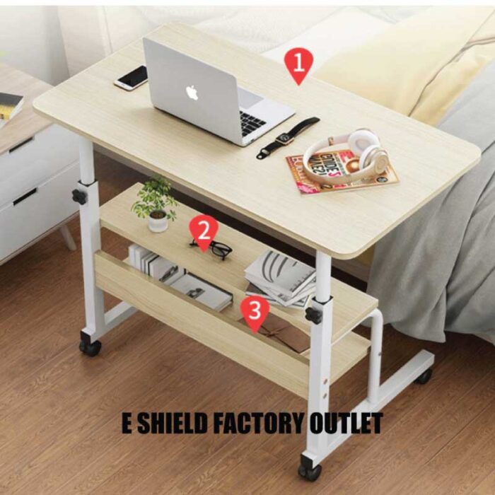 Double Layer Adjustable Reading Table (Moveable & Height Adjustable Laptop Table with 2 Shelves / Study Table / Side Table) - Image 4