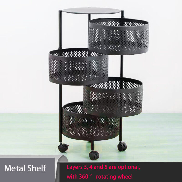 4-Layer round shape Rotating Fruit And Vegetable Basket Storage Shelf Vegetable Rack - Image 5