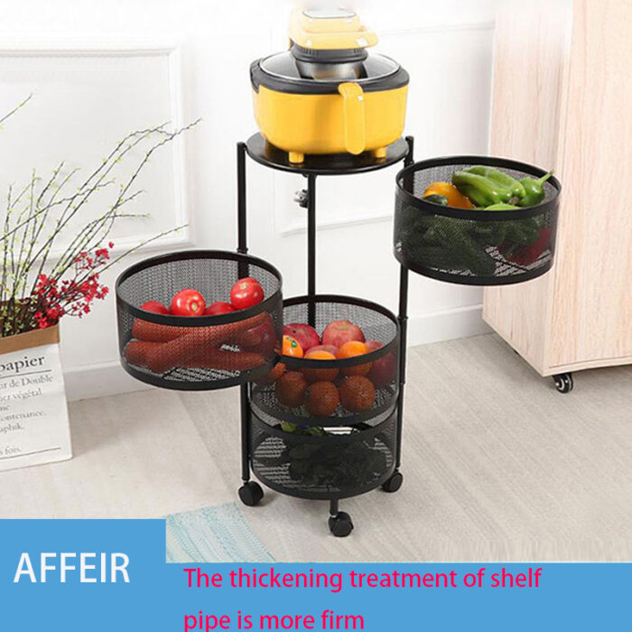 4-Layer round shape Rotating Fruit And Vegetable Basket Storage Shelf Vegetable Rack - Image 6