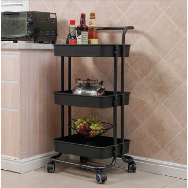 Kitchen Multi-functional Plastic Storage Rack Small Trolley Rack Floor-to-ceiling Multi-layer Home Bedroom Baby Mobile Snack3 Layer Trolley Rack/kitchen rack - Image 7