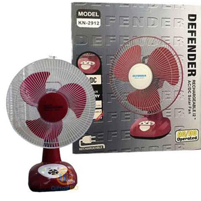 Defender 2912 Rechargeable Multi-Function 12 Fan - Maroon - Image 2