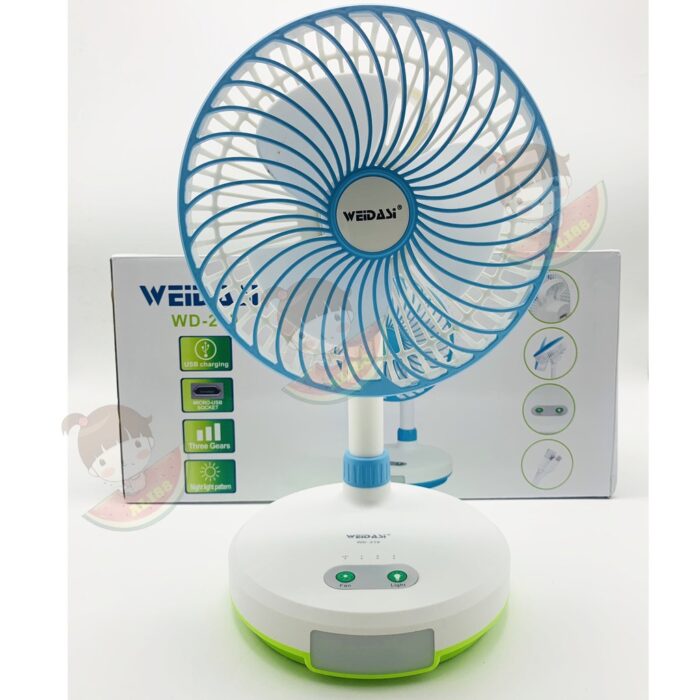 WEIDASI WD-219 Rechargeable 4000mAh Battery Strong Wind Portable Desk Fan With LED Light