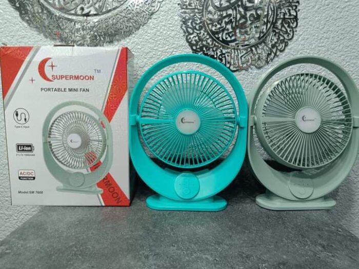 Supermoon Sm-6695-Ac/Dc - Rechargeable mini table fan white led light