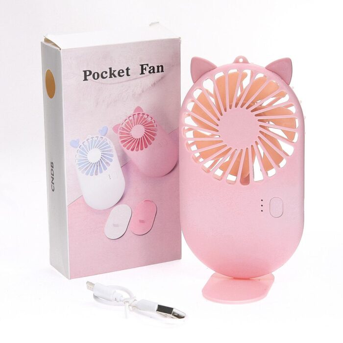 Pocket Fan USB Charging Mini Fan Handheld Desktop Silent Fan Portable Carry Cute Cartoon Fan